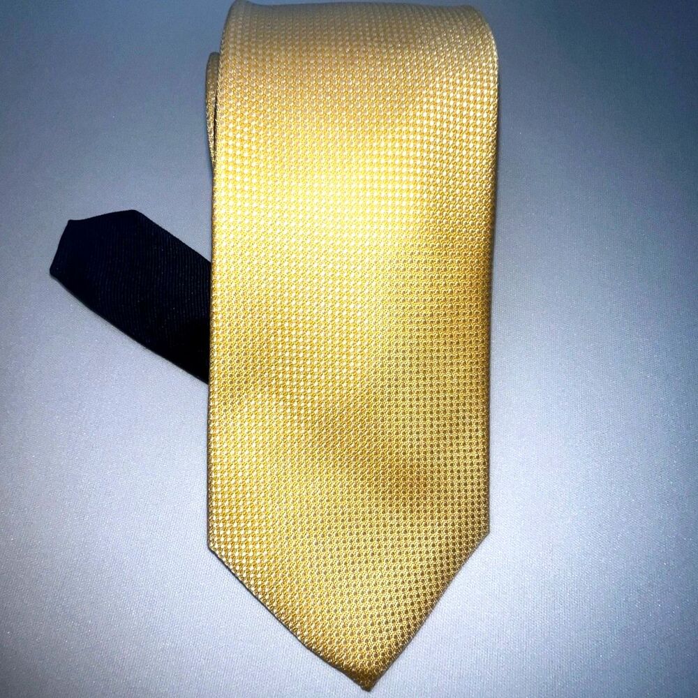 Tommy Hilfiger Men's Yellow Silk Necktie Solid Pattern Geometric Texture